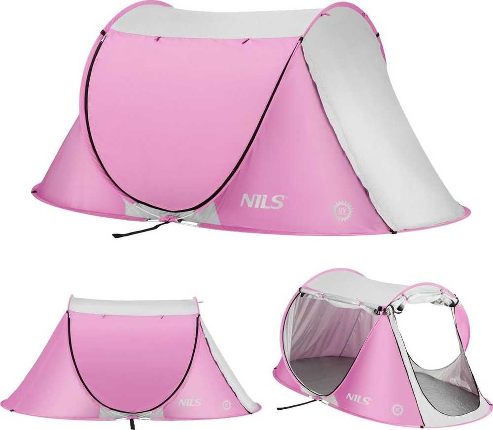 Nils Camp NC3043 ROŽINĖ IŠŠOKANTI PAPLŪDIMIO PALAPINĖ NILS