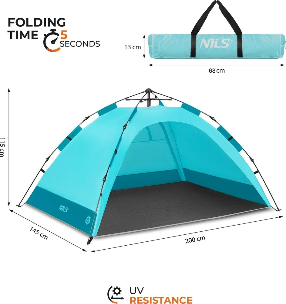 Nils Camp Automatinė paplūdimio palapinė Nils NC4802, mėlyna