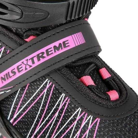 Riedučiai/ledo ritulio pačiūžos Nils Extreme NH11912 juodi-rožiniai - PU80 mm/82A (L 39-42)