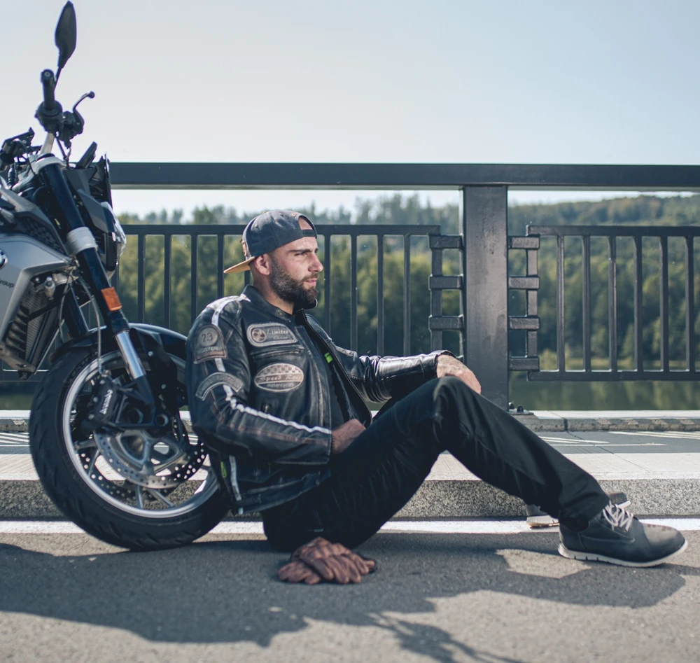 Odinės motociklininko pirštinės W-Tec Dahmer