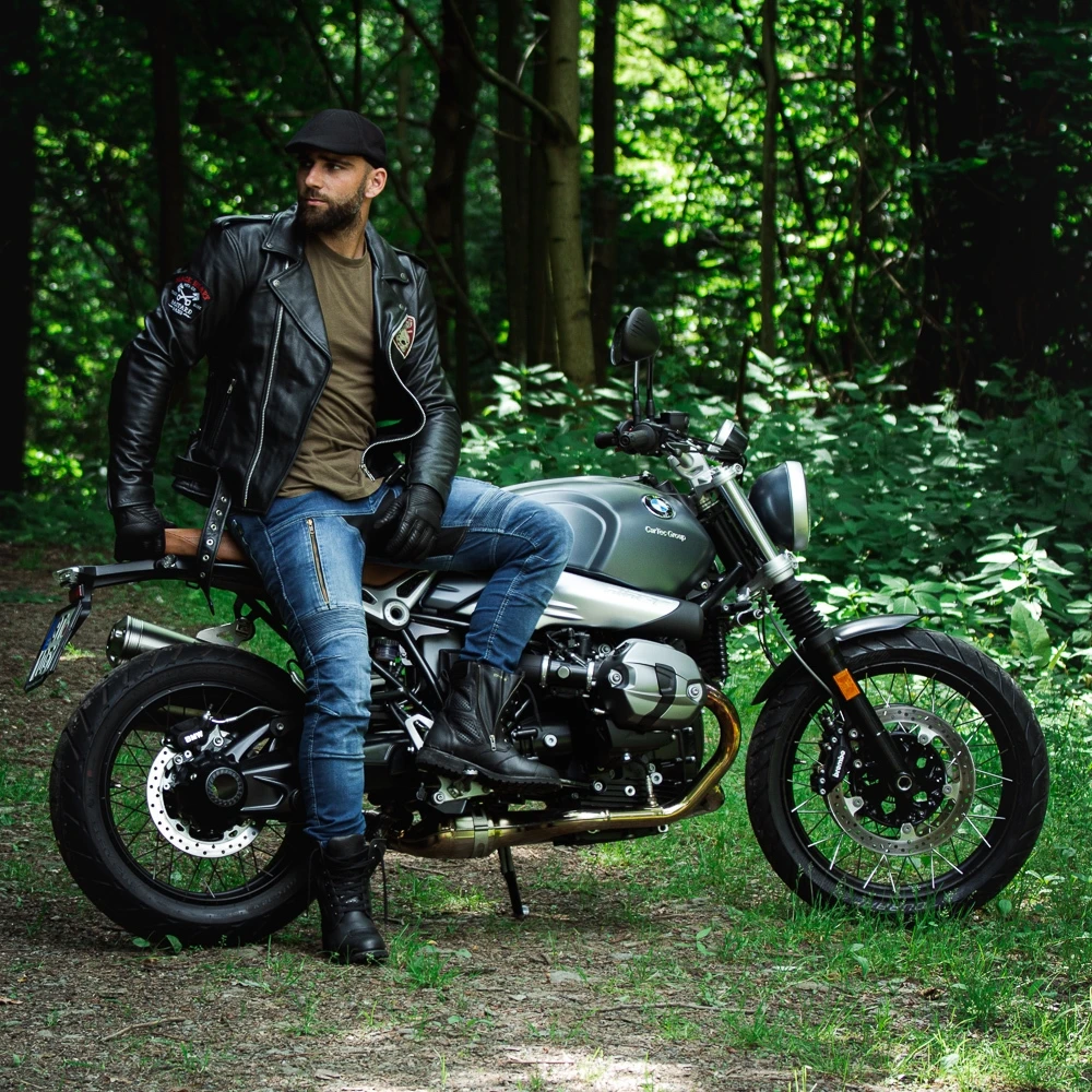 Odinė motociklininko striukė W-TEC Juodas Heart Perfectis