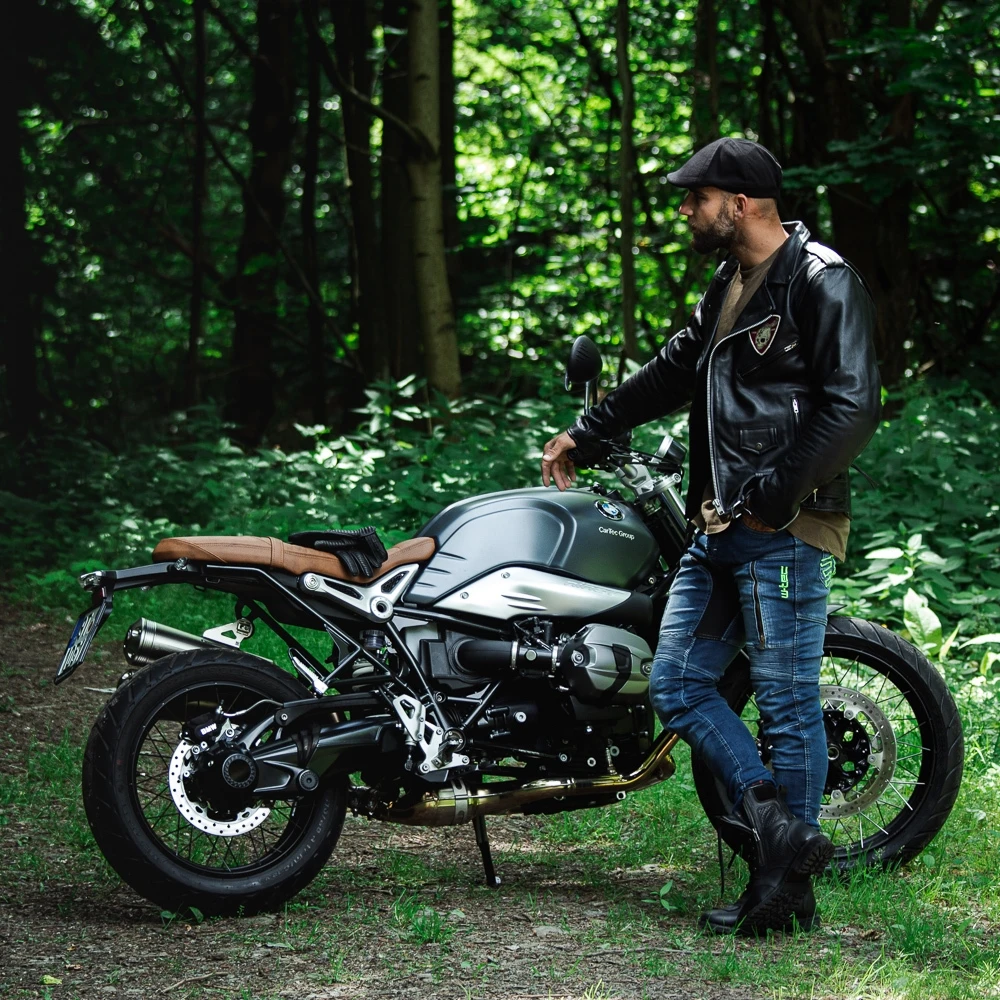 Odinė motociklininko striukė W-TEC Juodas Heart Perfectis