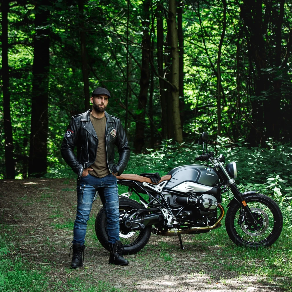 Odinė motociklininko striukė W-TEC Juodas Heart Perfectis