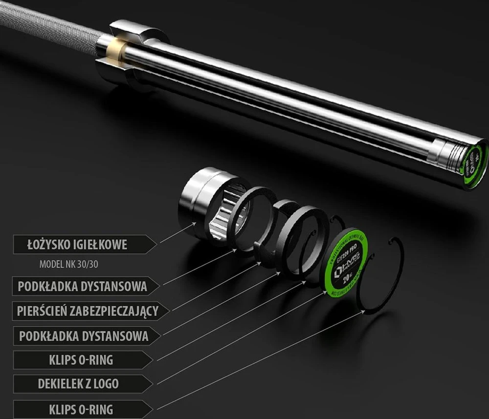 Olimpinis grifas HMS GOP220, 2200 mm + užraktas ZG1000R
