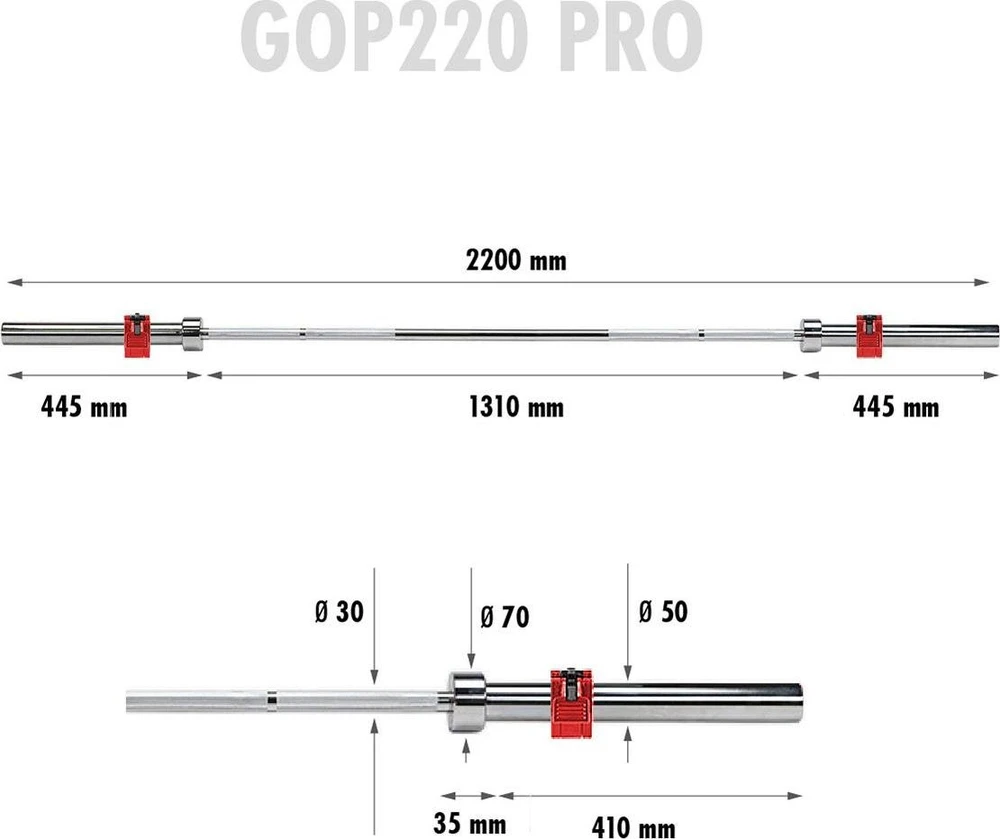 Olimpinis grifas HMS GOP220, 2200 mm + užraktas ZG1000R
