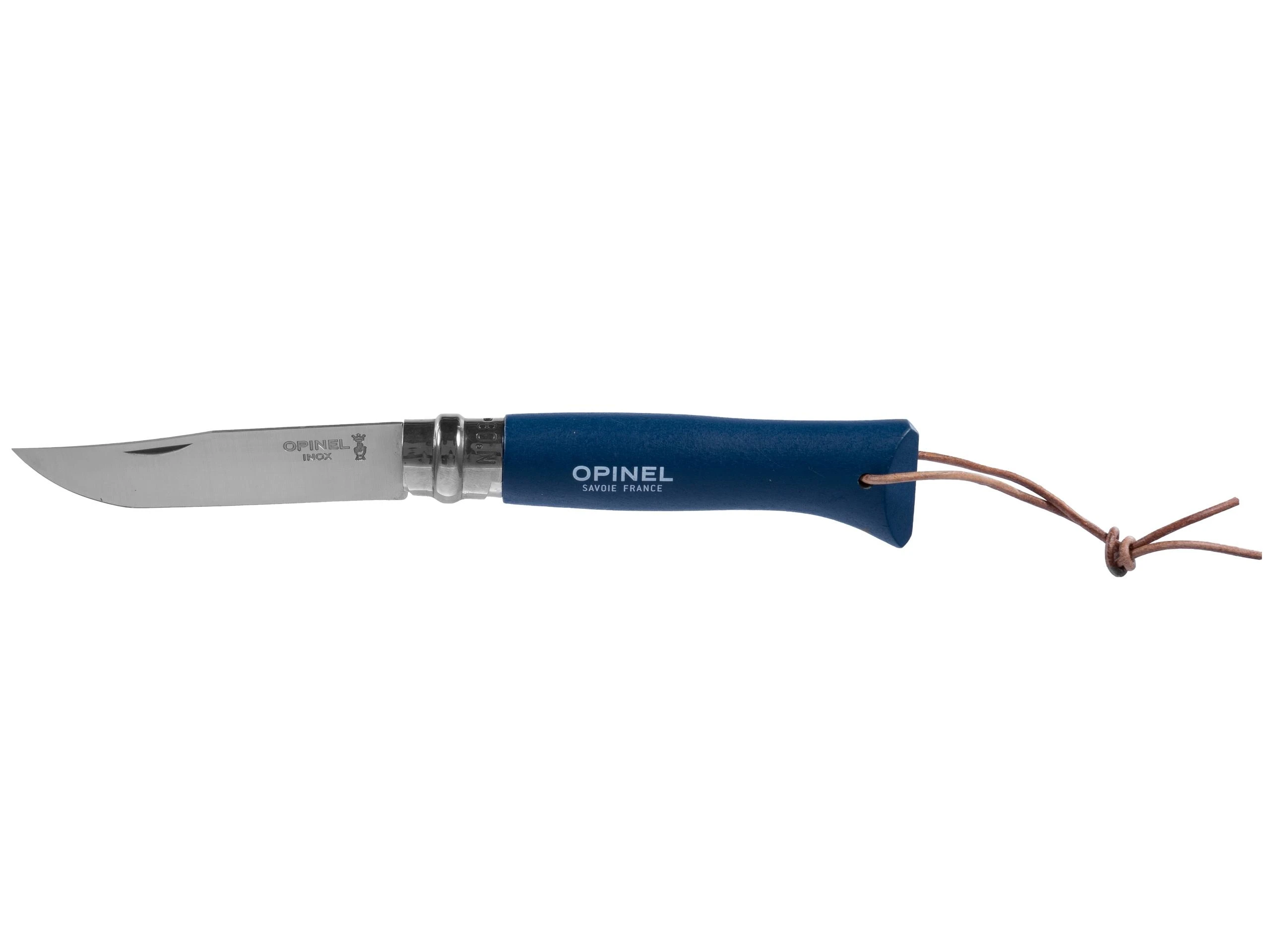Opinel France Peilis su dirželiu Opinel Colorama 08 Inox Grab tamsiai mėlynas, su įdėklu