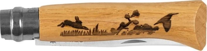 Opinel peilis No.8 Inox, ąžuolinis, Animal serija – kiškis