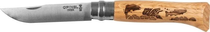 Peilis Opinel Nr.8 ąžuoline rankena su žuvimis