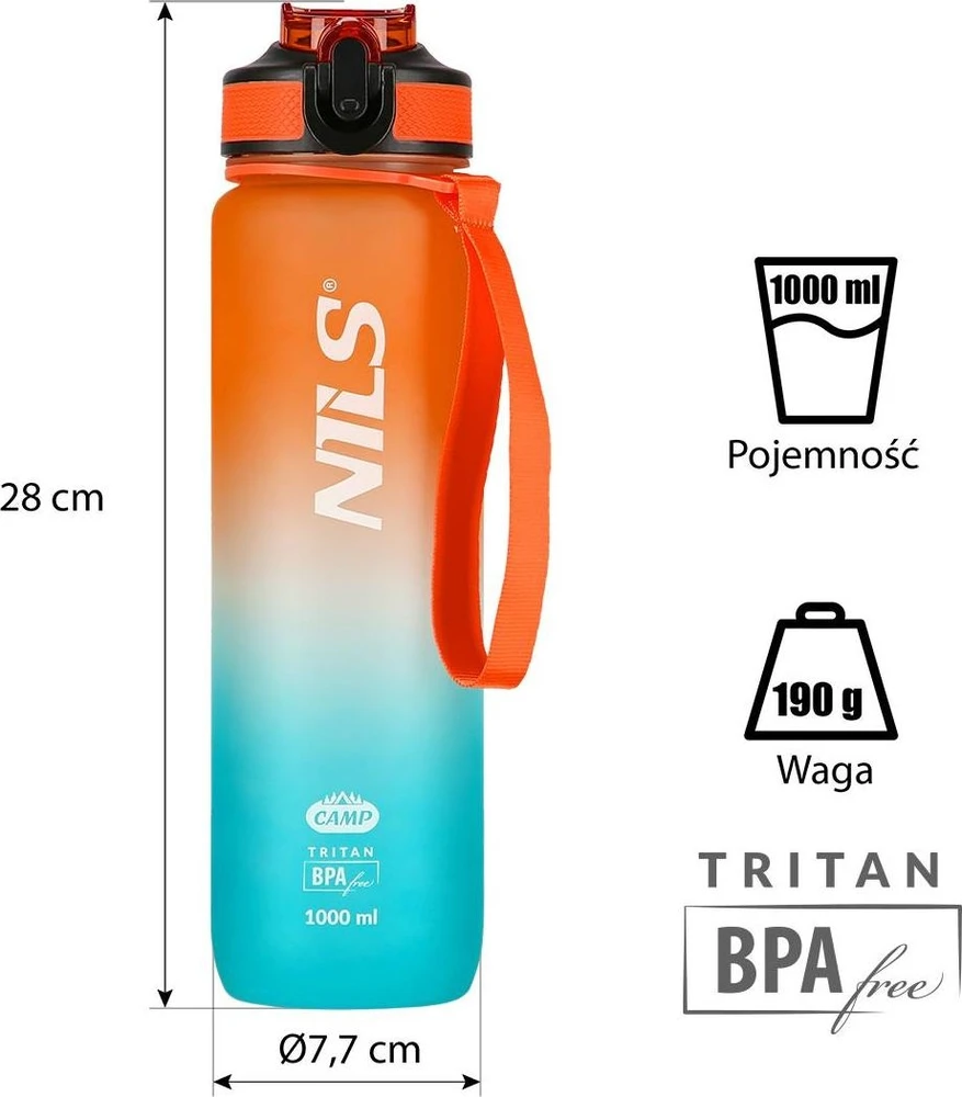 Gertuvė Oranžinės ir mėlynos spalvos Tritan buteliukas NCD68 NILS CAMP