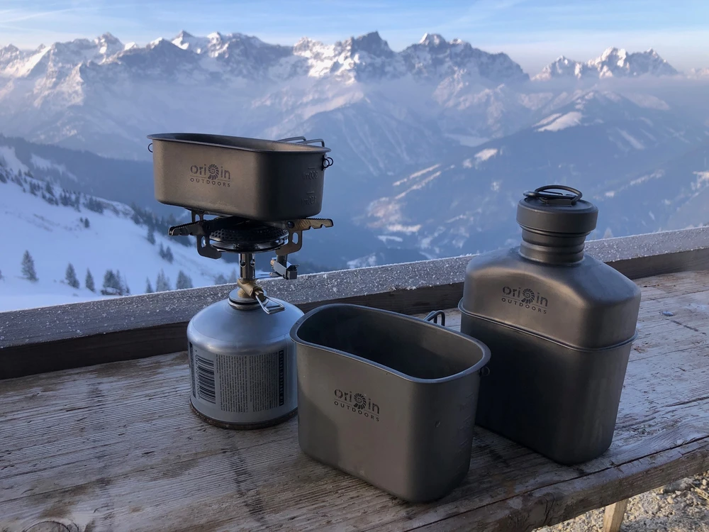 Origin Outdoors stovyklavimo puodų rinkinys „Titanium“