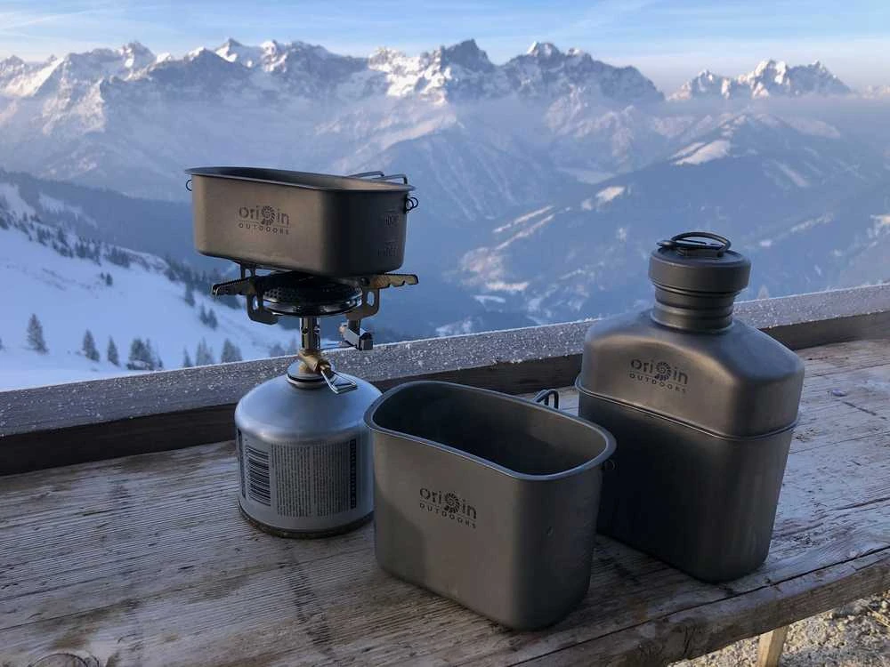 Origin Outdoors stovyklavimo puodų rinkinys „Titanium“