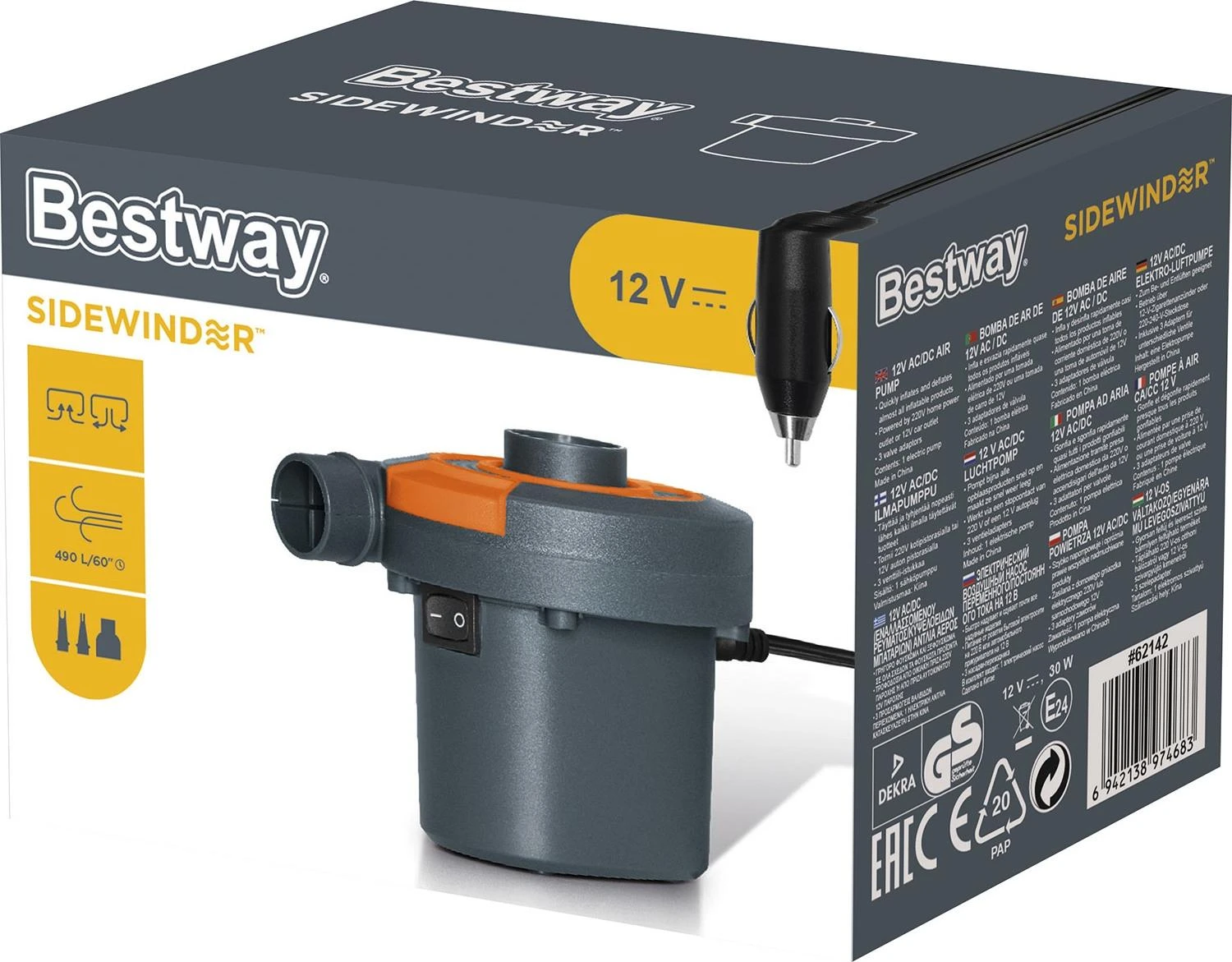 Bestway® Sidewinder™ AC/DC elektrinė pompa (12V/220V) 490 l/min