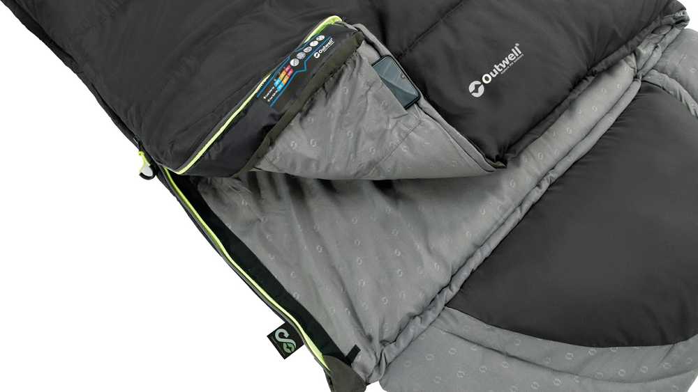 Outwell miegmaišis Contour 220 x 85 cm, -13/+16 °C, juodas