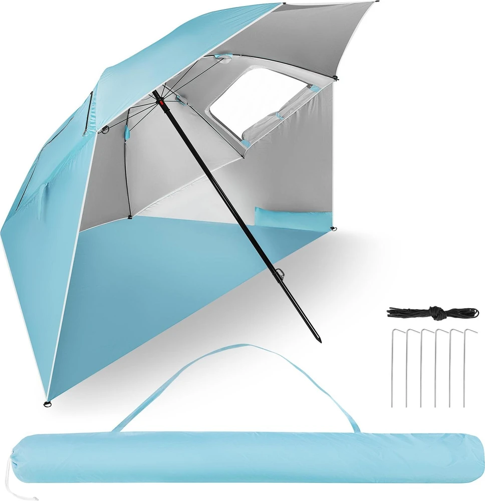 Paplūdimio skėtis / užuovėja 2in1 XXL 240 cm mėlynas NC17114 NILS