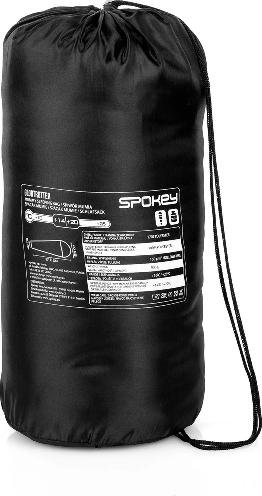 Pavasario ir vasaros tipo miegmaišis 220 cm juodas Spokey GLOBTROTTER