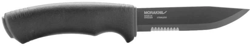 Peilis Morakniv Bushcraft SRT, pusiau dantytas, juodas