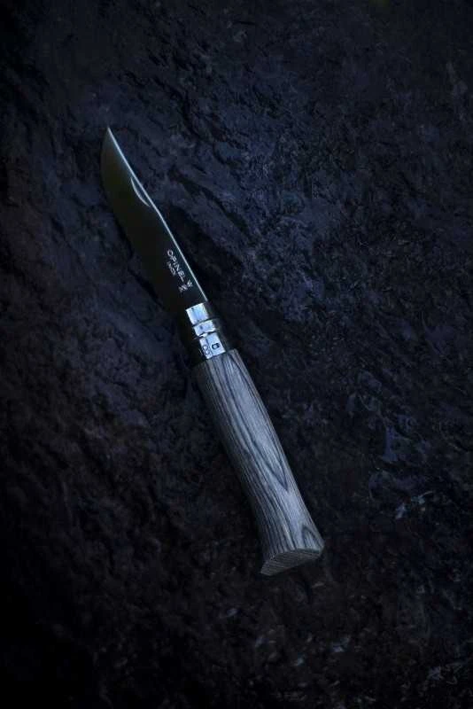 Peilis Opinel Nr.8 Laminuotas Pilkas nerūdijančio plieno ašmenimis ir pilka beržo rankena