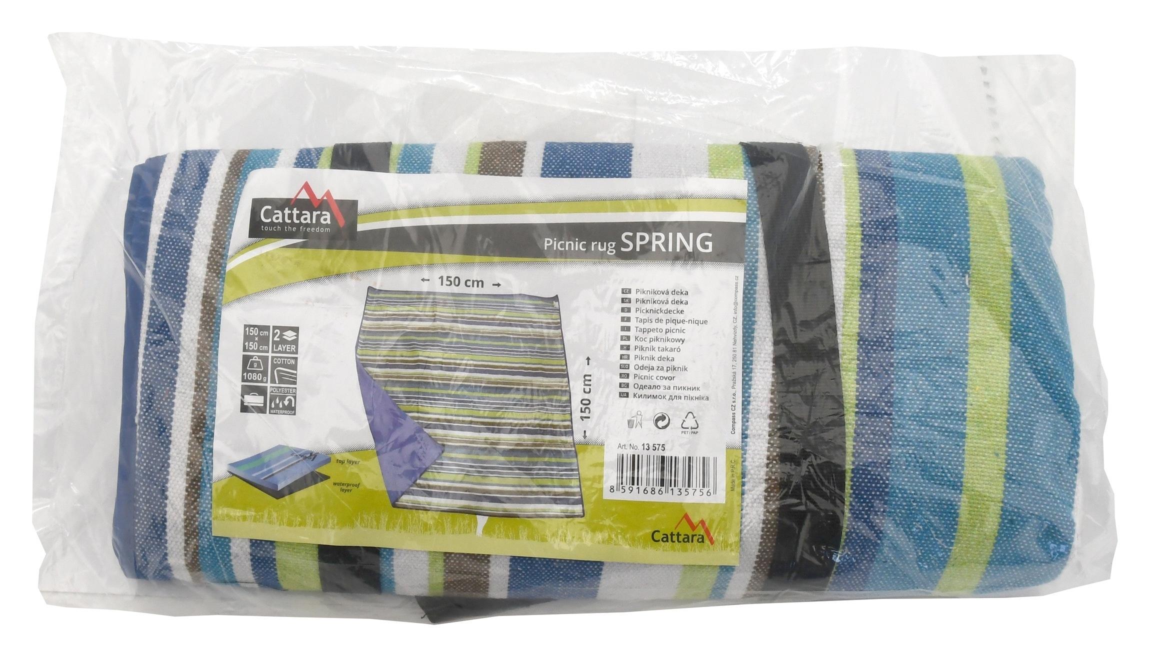 Pledas piknikams Cattara Spring – mėlynas-dryžuotas 150 x 150 cm