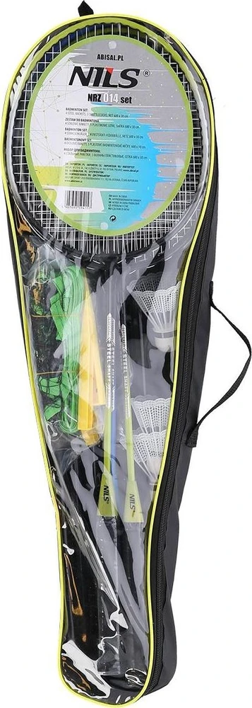 Nils Extreme Plieninis badmintono rinkinys NRZ014 NILS: 4 raketės, 3 plunksninukai, tinklas 195x22 cm ir dėklas