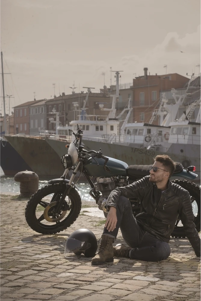 Pmj Promo Jeans Vyriški motociklininko džinsai PMJ Legend Café Racer
