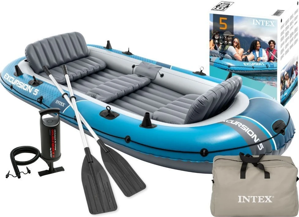 Intex Pripučiama valtis 5 asmenims su siurbliu 2 irkliais