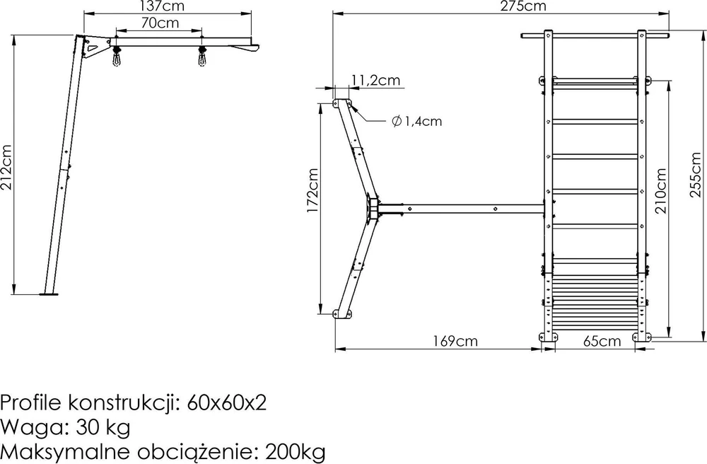 Sūpynės ant guolių Marbo Sport PREMIUM MO-017 (kopėčių prailginimas)