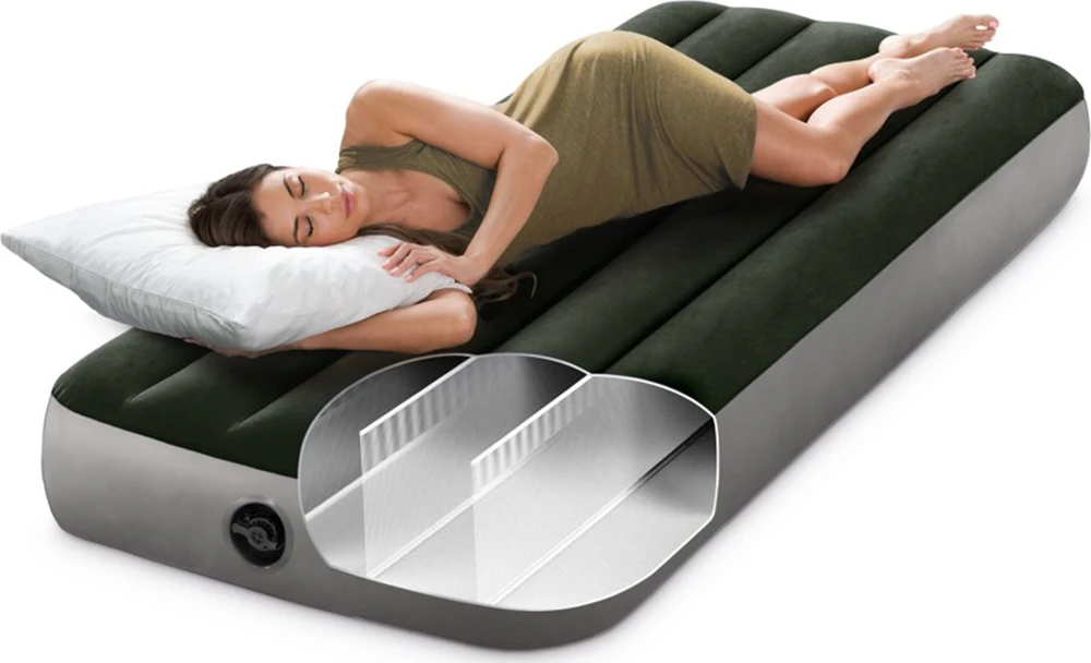 INTEX Pripučiamas čiužinys su integruota pompa 191x76x25, žalias 64760