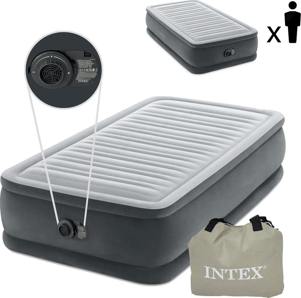 Pripučiamas čiužinys 191x99x46cm su įmontuotu elektriniu siurbliu INTEX 64412ND