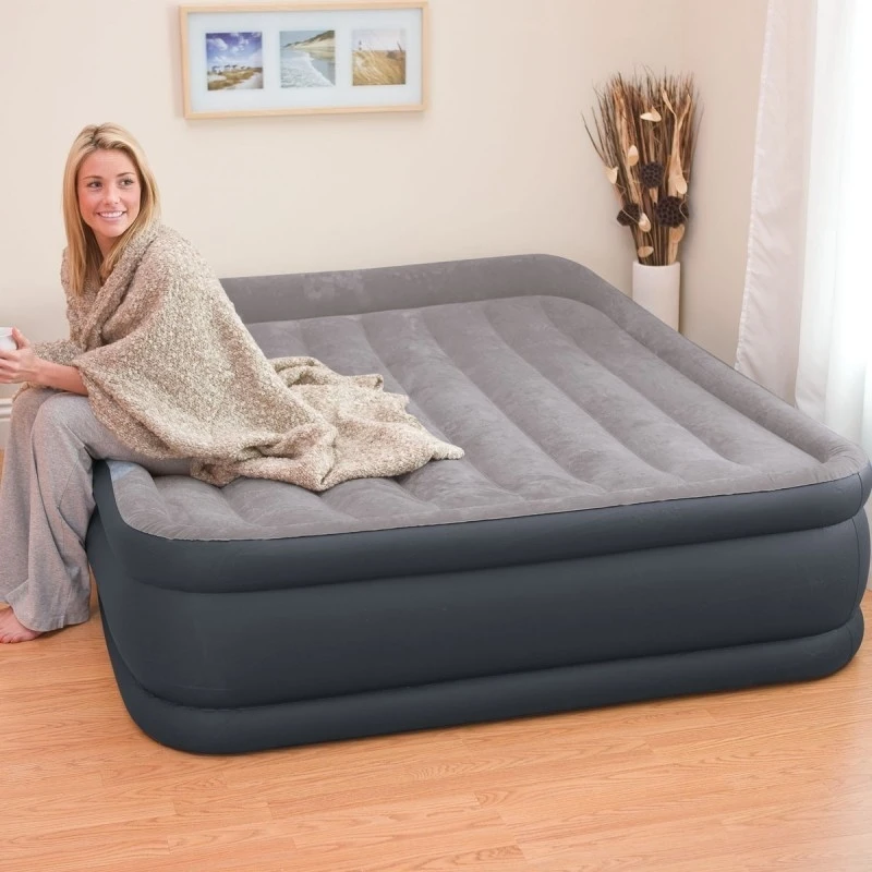 Pripučiamas čiužinys-lova INTEX Queen Deluxe Pillow Rest, Airbed W/Fiber-Tech RP su pompa,152x203x42cm