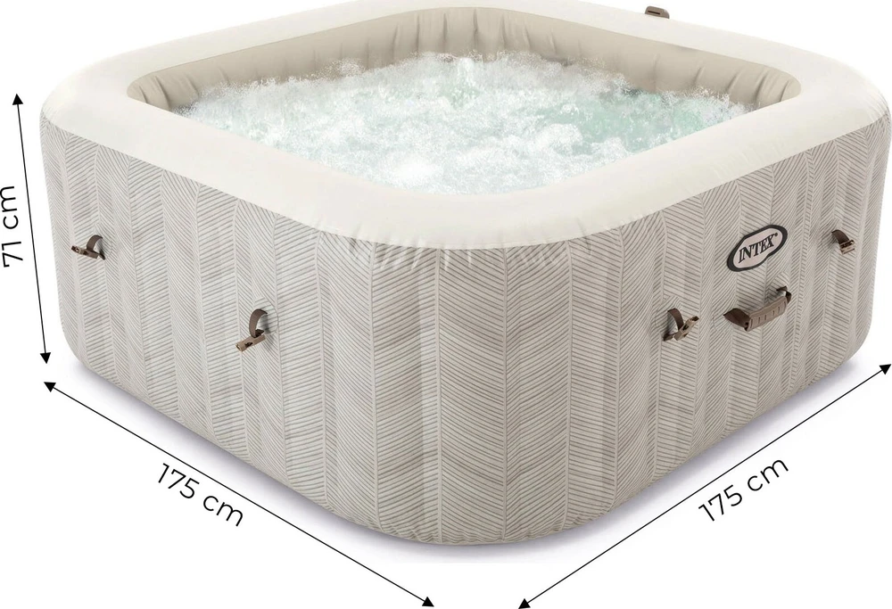 Pripučiamas kvadratinis SPA baseinas su hidromasažu 4 asm. 175x71 cm INTEX 28446