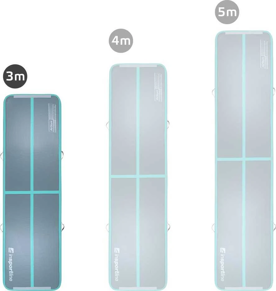 Pripučiamas mankštos kilimėlis inSPORTline Airstunt 300 x 100 x 10 cm pilkos spalvos