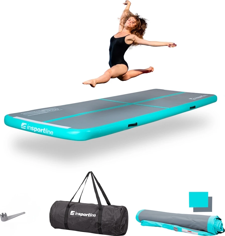 Pripučiamas mankštos kilimėlis inSPORTline Airstunt 300 x 100 x 10 cm pilkos spalvos