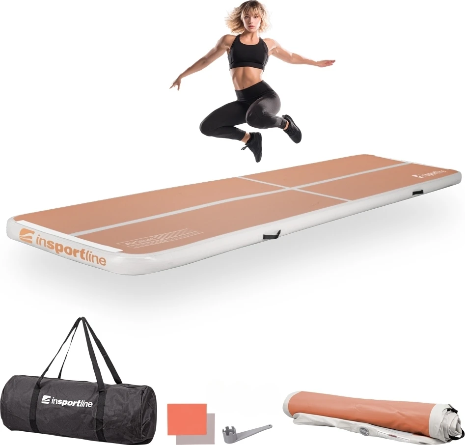Pripučiamas mankštos kilimėlis inSPORTline Airstunt 400 x 100 x 10 cm Mocha Mousse