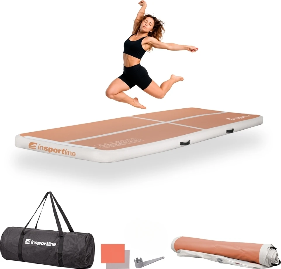 Pripučiamas mankštos kilimėlis inSPORTline Airstunt 300 x 100 x 10 cm Mocha Mousse