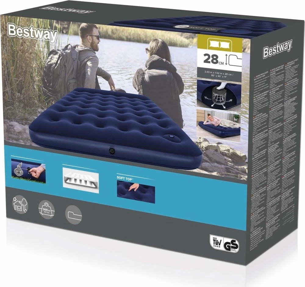 Bestway Air Mattress Queen pripučiamas čiužinys su įmontuota pompa 203x152 67226