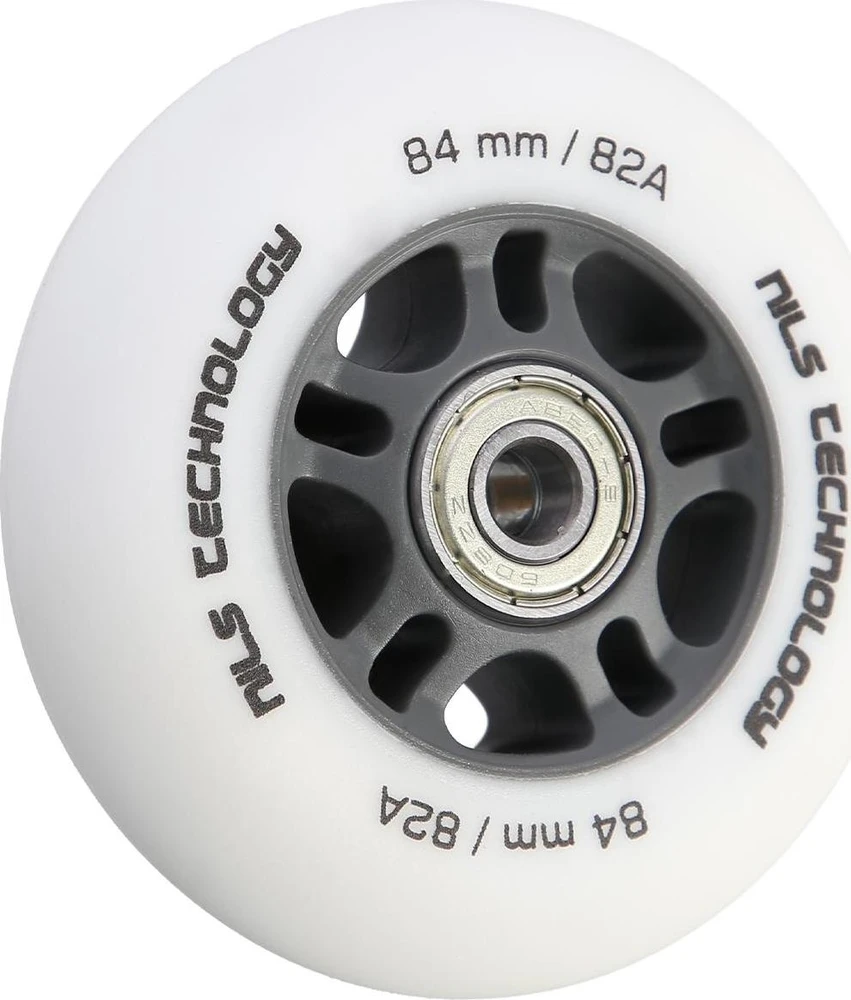PU 64x24 82A Baltas (4 vnt.) + ABEC-7 (8 vnt.) NILS EXTREME KOMPLEKTAS
