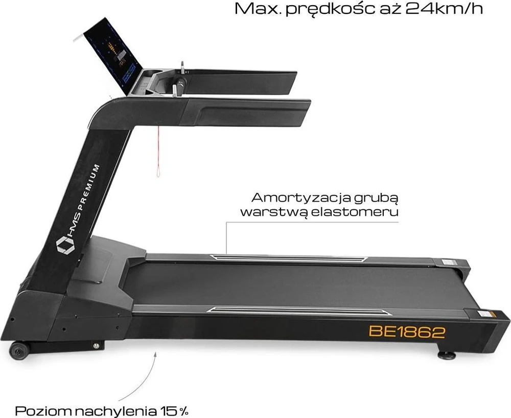 Elektrinis bėgimo takelis HMS Premium BE1862 pusiau komerciniam naudojimui