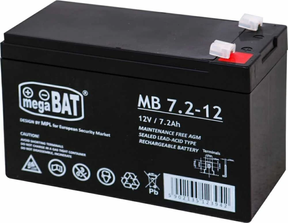 Mpl Power Elektro Megabat 12V 7.2Ah F1(187) AGM akumuliatorius, 3-5 metai