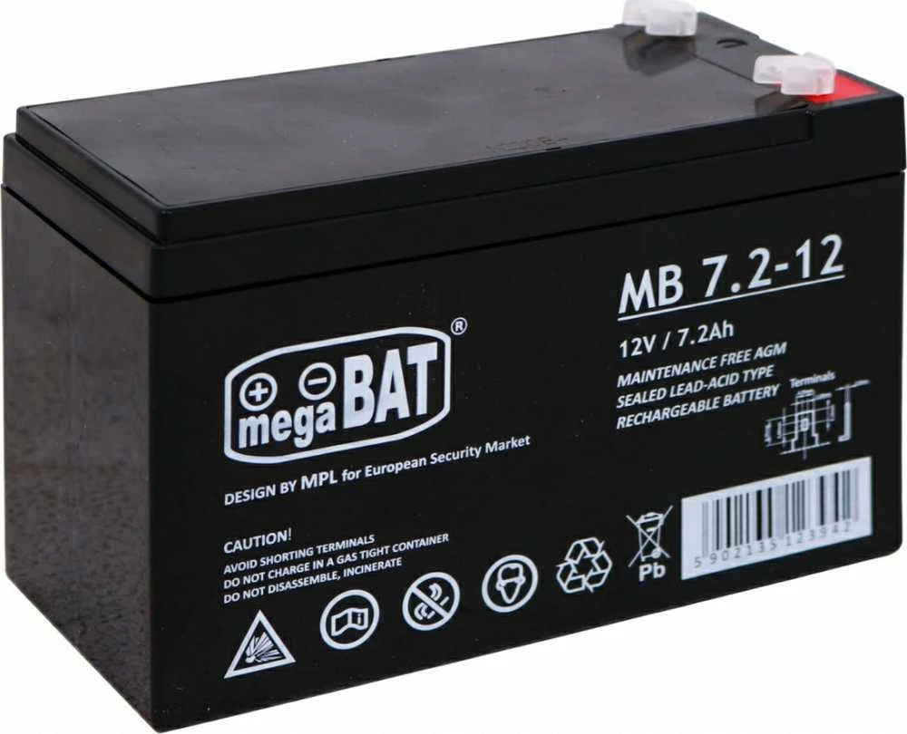 Mpl Power Elektro Megabat 12V 7.2Ah F1(187) AGM akumuliatorius, 3-5 metai
