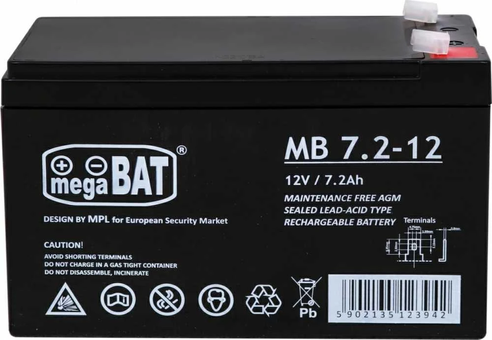 Mpl Power Elektro Megabat 12V 7.2Ah F1(187) AGM akumuliatorius, 3-5 metai