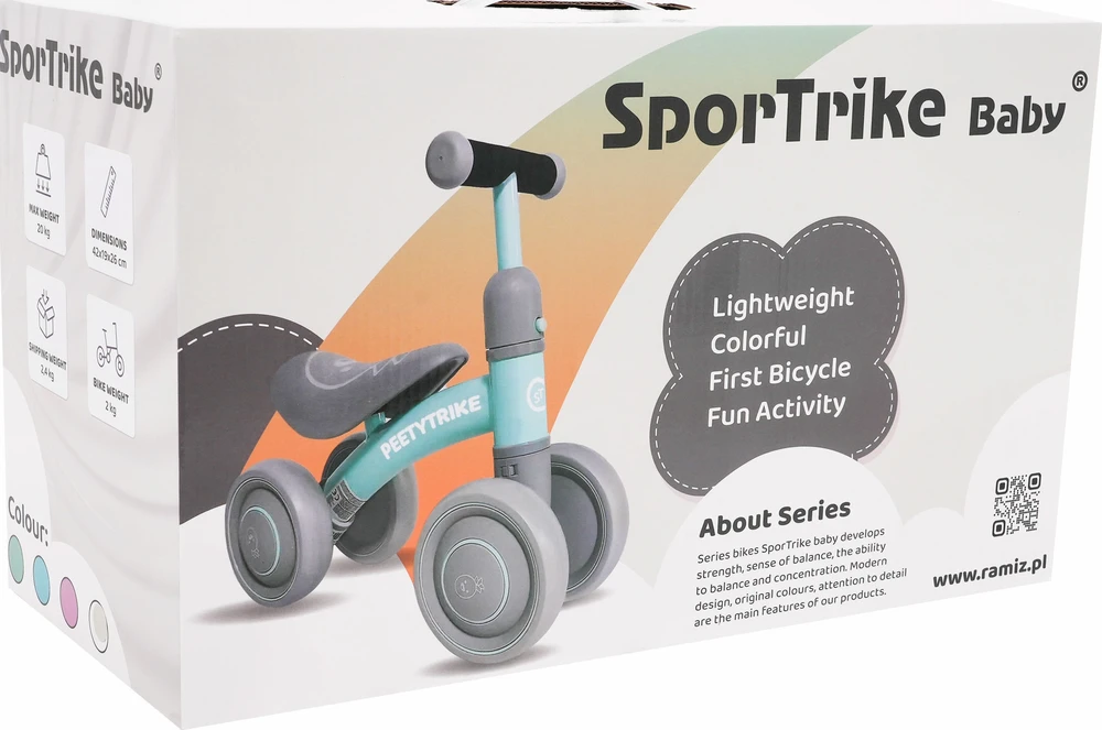 Ramiz Pirmasis balansinis keturratis mažyliams Sportrike PettyTrike Z7 rožinės spalvos (nuo 1 metų amžiaus vaikams)
