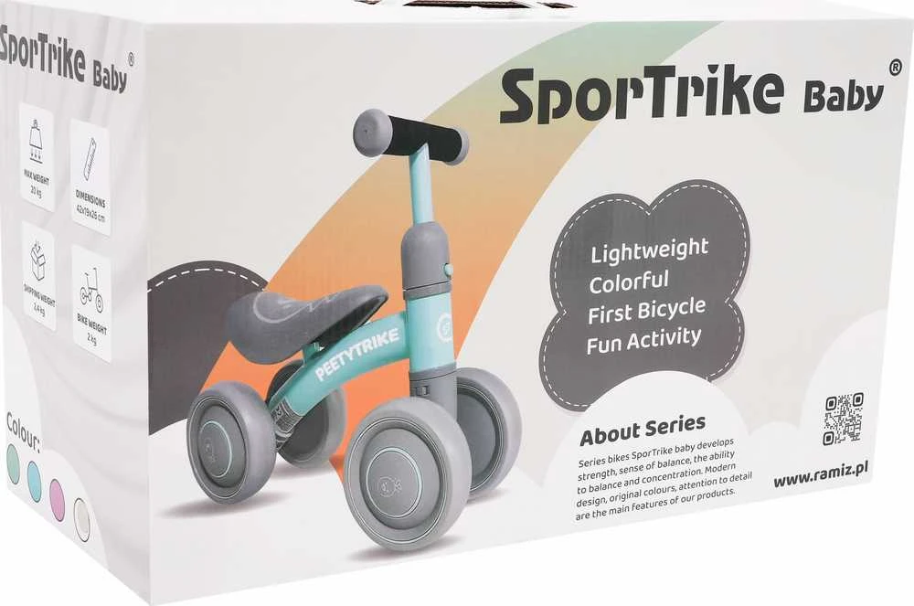 Ramiz Pirmasis balansinis keturratis mažyliams Sportrike PettyTrike Z7 žalios spalvos (nuo 1 metų amžiaus vaikams)