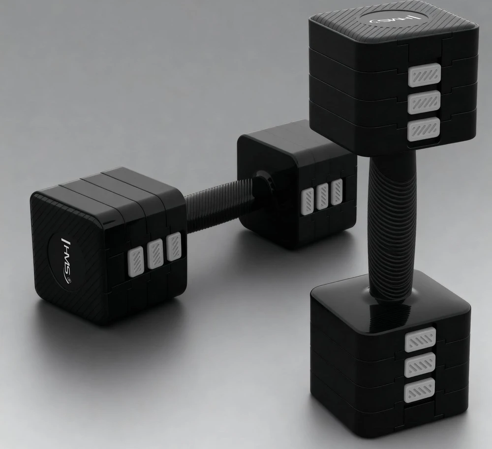 REGULIUOJAMOS DUMBBELLS Juodas 2 x 5 KG HL02 HMS