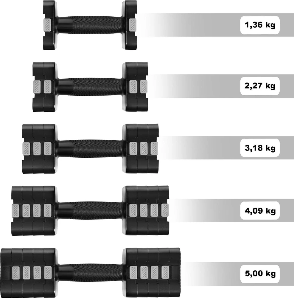 REGULIUOJAMOS DUMBBELLS Juodas 2 x 5 KG HL02 HMS