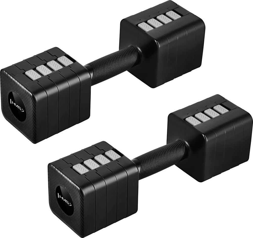 REGULIUOJAMOS DUMBBELLS Juodas 2 x 5 KG HL02 HMS