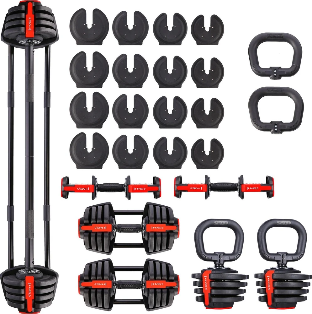 Reguliuojamų hantelių rinkinys SGR18 Pro Set 3in1 20 kg HMS