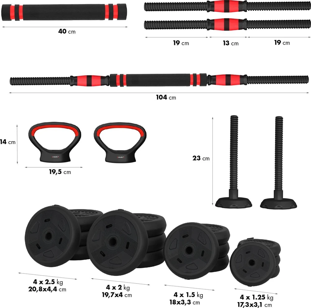 Reguliuojamų svarmenų rinkinys HMS SGN130 PRO 6 viename, 30 kg