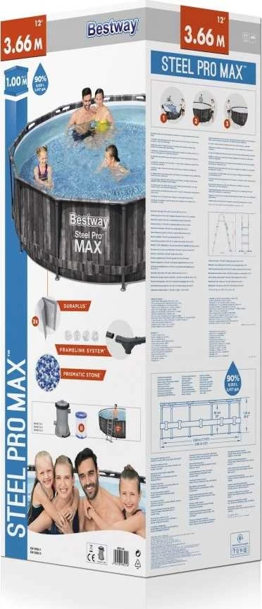 Rėminis baseinas 12FT 366x100 cm Plieninis Pro Max BESTWAY