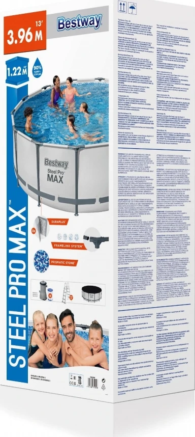 Rėminis baseinas 13 FT 396 x 122 cm plieno Pro Max BESTWAY