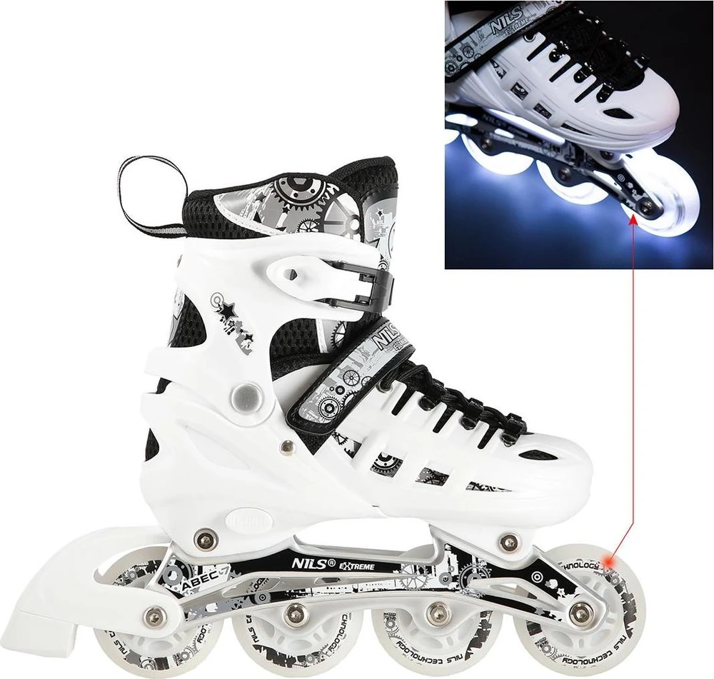 Riedučiai/pačiūžos Nils Extreme NH10905 Led - PU70 mm/82A (S 31-34)